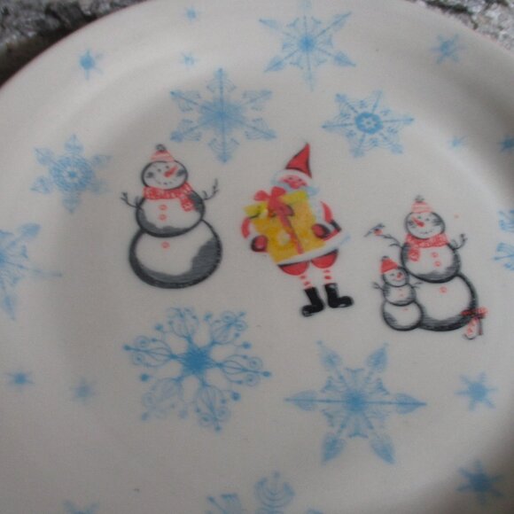Suzanne Pottery Christmas Santa Snowman Snowflake plate - Picture 2 of 3